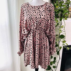 Umgee Pink & Black Spotted Silky Dress Concert Party Festival Size Small